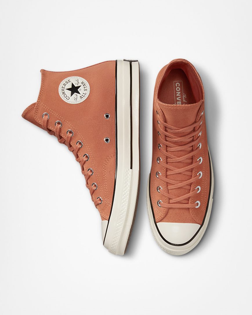 Pánské Boty Vysoké Converse Chuck 70 Semišové Oranžové Černé | CZ 31AJH39